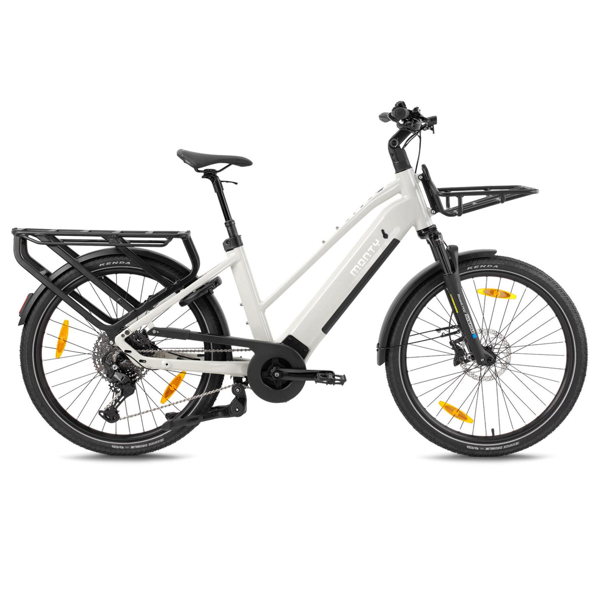 Monty V6 Rover ST MC645 CWC · vista lateral completa · bicicleta eléctrica de carga blanca